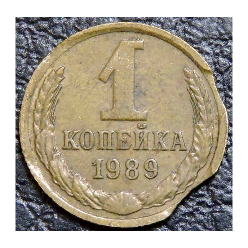 1 копейка 1989 брак. двойной выкус